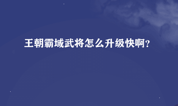 王朝霸域武将怎么升级快啊？