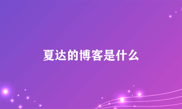 夏达的博客是什么