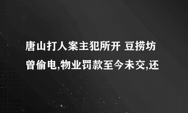 唐山打人案主犯所开 豆捞坊 曾偷电,物业罚款至今未交,还
