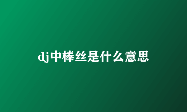 dj中棒丝是什么意思