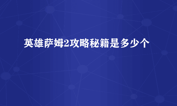 英雄萨姆2攻略秘籍是多少个