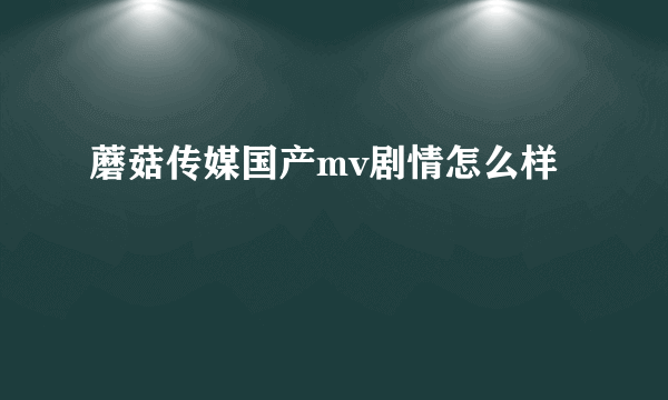 蘑菇传媒国产mv剧情怎么样