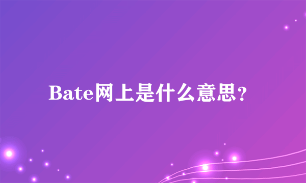 Bate网上是什么意思？