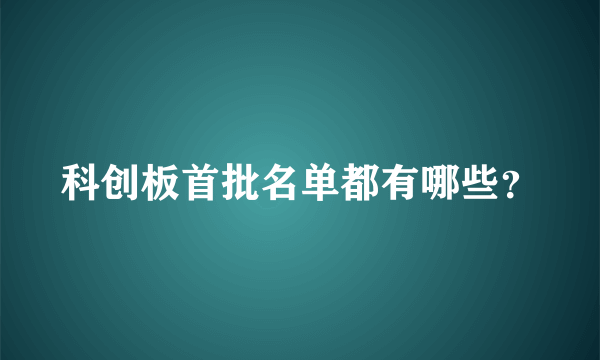 科创板首批名单都有哪些？