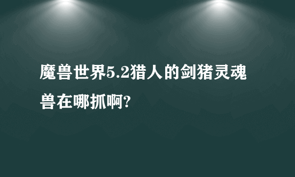 魔兽世界5.2猎人的剑猪灵魂兽在哪抓啊?