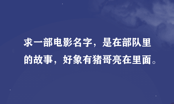 求一部电影名字，是在部队里的故事，好象有猪哥亮在里面。