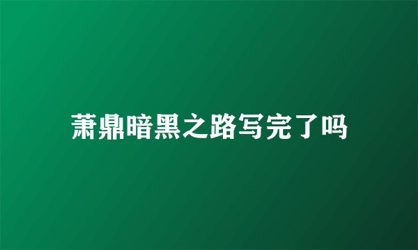 萧鼎暗黑之路写完了吗