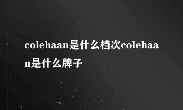 colehaan是什么档次colehaan是什么牌子
