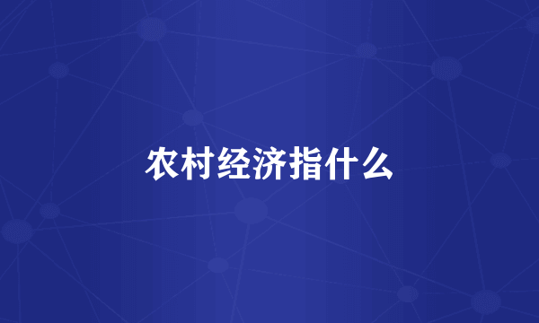农村经济指什么