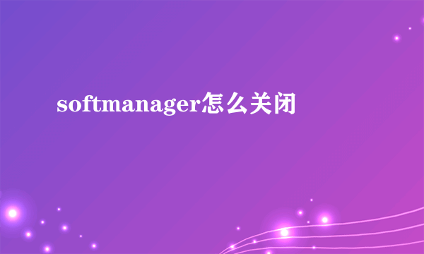 softmanager怎么关闭