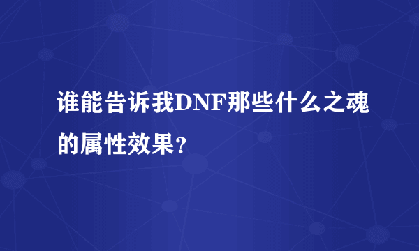 谁能告诉我DNF那些什么之魂的属性效果？