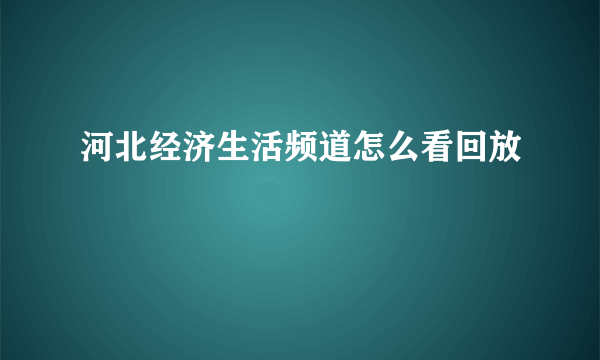 河北经济生活频道怎么看回放
