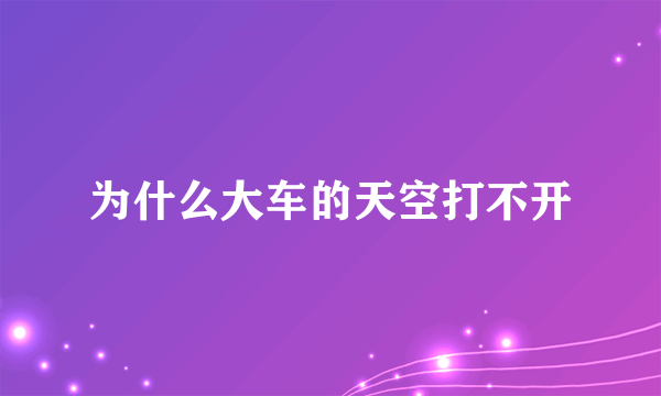 为什么大车的天空打不开