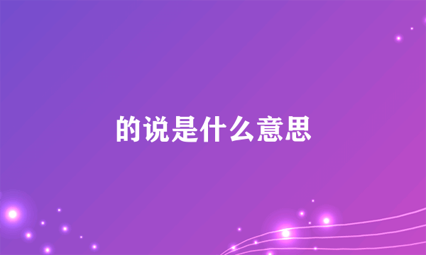 的说是什么意思