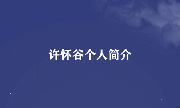 许怀谷个人简介