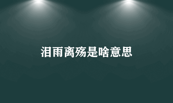 泪雨离殇是啥意思