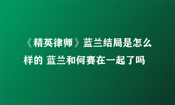 《精英律师》蓝兰结局是怎么样的 蓝兰和何赛在一起了吗