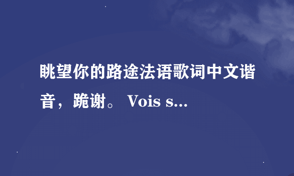 眺望你的路途法语歌词中文谐音，跪谢。 Vois sur ton chemin （眺望你的路途）