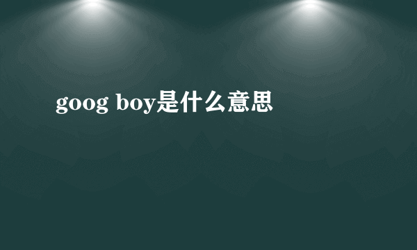 goog boy是什么意思
