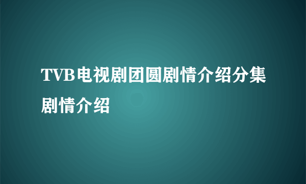 TVB电视剧团圆剧情介绍分集剧情介绍