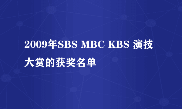 2009年SBS MBC KBS 演技大赏的获奖名单