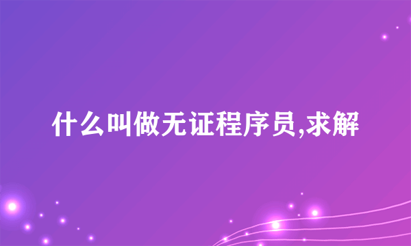 什么叫做无证程序员,求解