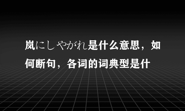 岚にしやがれ是什么意思，如何断句，各词的词典型是什