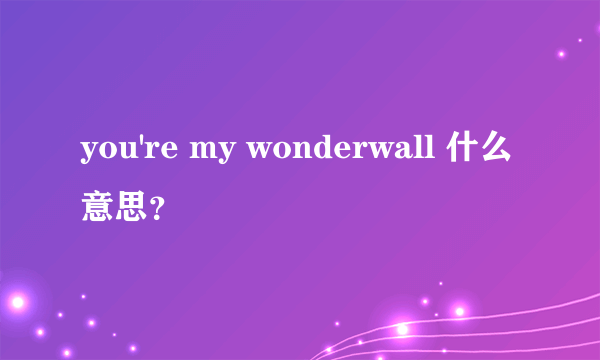 you're my wonderwall 什么意思？