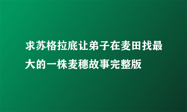 求苏格拉底让弟子在麦田找最大的一株麦穗故事完整版