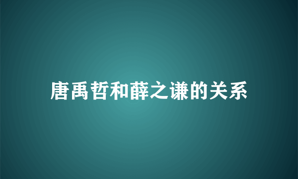 唐禹哲和薛之谦的关系