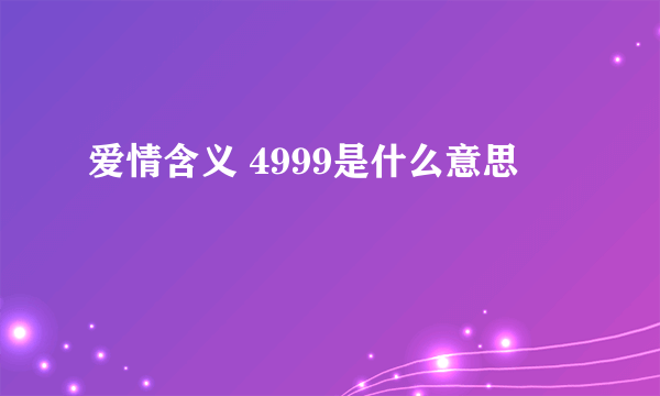 爱情含义 4999是什么意思