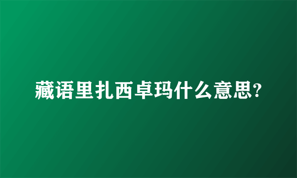 藏语里扎西卓玛什么意思?