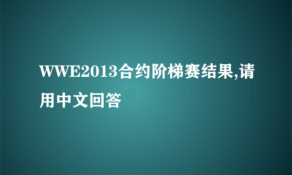 WWE2013合约阶梯赛结果,请用中文回答