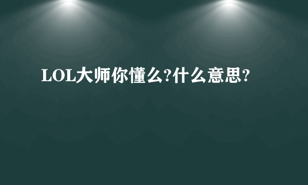 LOL大师你懂么?什么意思?