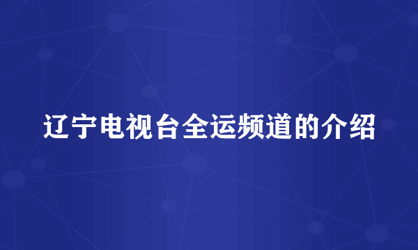 辽宁电视台全运频道的介绍