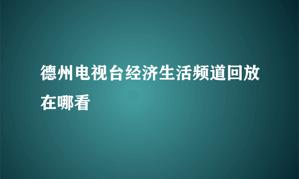 德州电视台经济生活频道回放在哪看