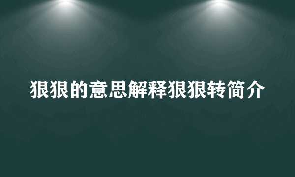 狠狠的意思解释狠狠转简介