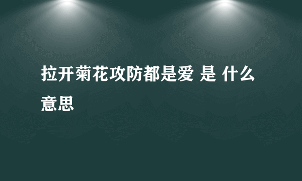 拉开菊花攻防都是爱 是 什么意思