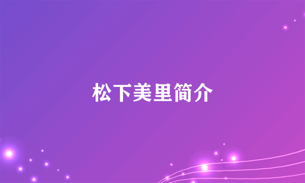 松下美里简介