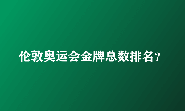 伦敦奥运会金牌总数排名？