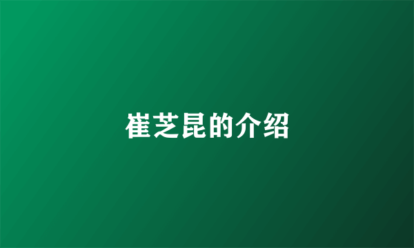 崔芝昆的介绍