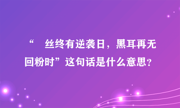 “屌丝终有逆袭日，黑耳再无回粉时”这句话是什么意思？