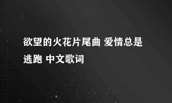 欲望的火花片尾曲 爱情总是逃跑 中文歌词