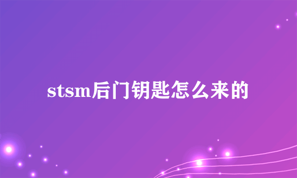 stsm后门钥匙怎么来的