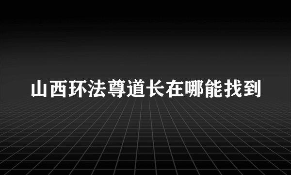 山西环法尊道长在哪能找到