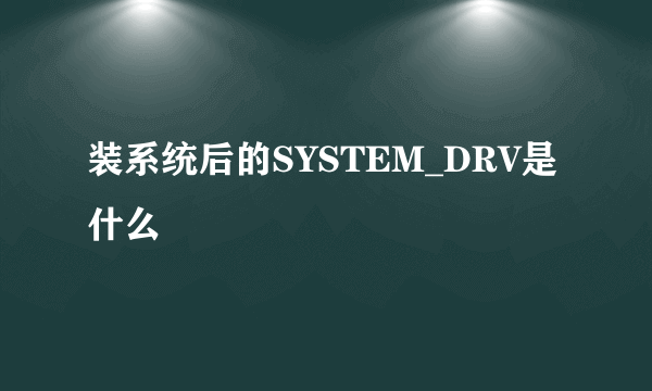 装系统后的SYSTEM_DRV是什么