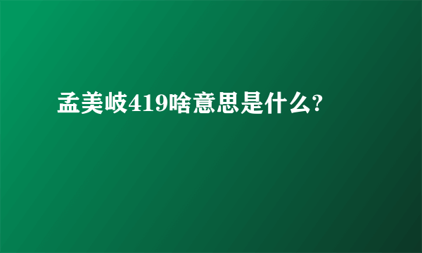 孟美岐419啥意思是什么?