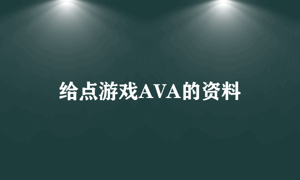 给点游戏AVA的资料