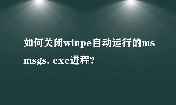 如何关闭winpe自动运行的msmsgs. exe进程?