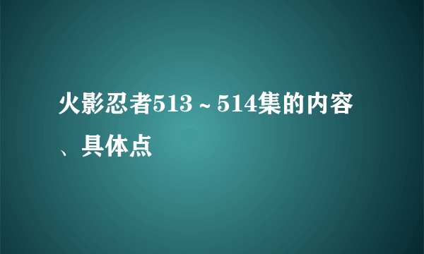 火影忍者513～514集的内容、具体点